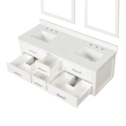 Castor 60 in W x 22 in D White Double Bath Vanity