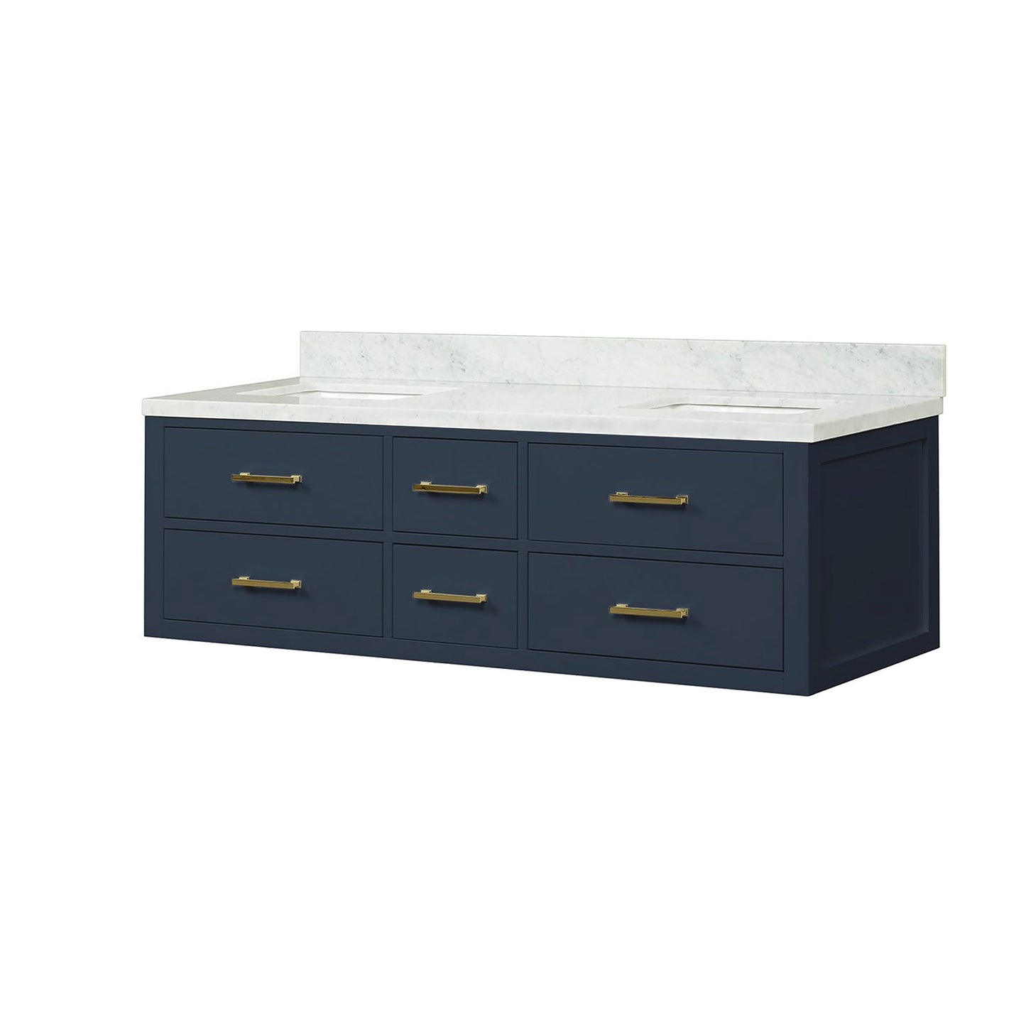 Castor 60 in W x 22 in D Blue Double Bath Vanity
