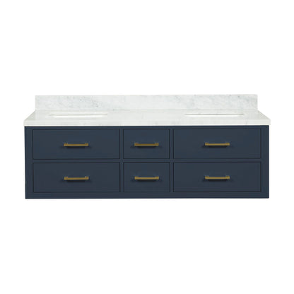 Castor 60 in W x 22 in D Blue Double Bath Vanity