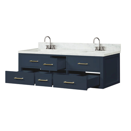Castor 60 in W x 22 in D Blue Double Bath Vanity