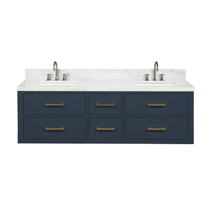 Castor 60 in W x 22 in D Blue Double Bath Vanity