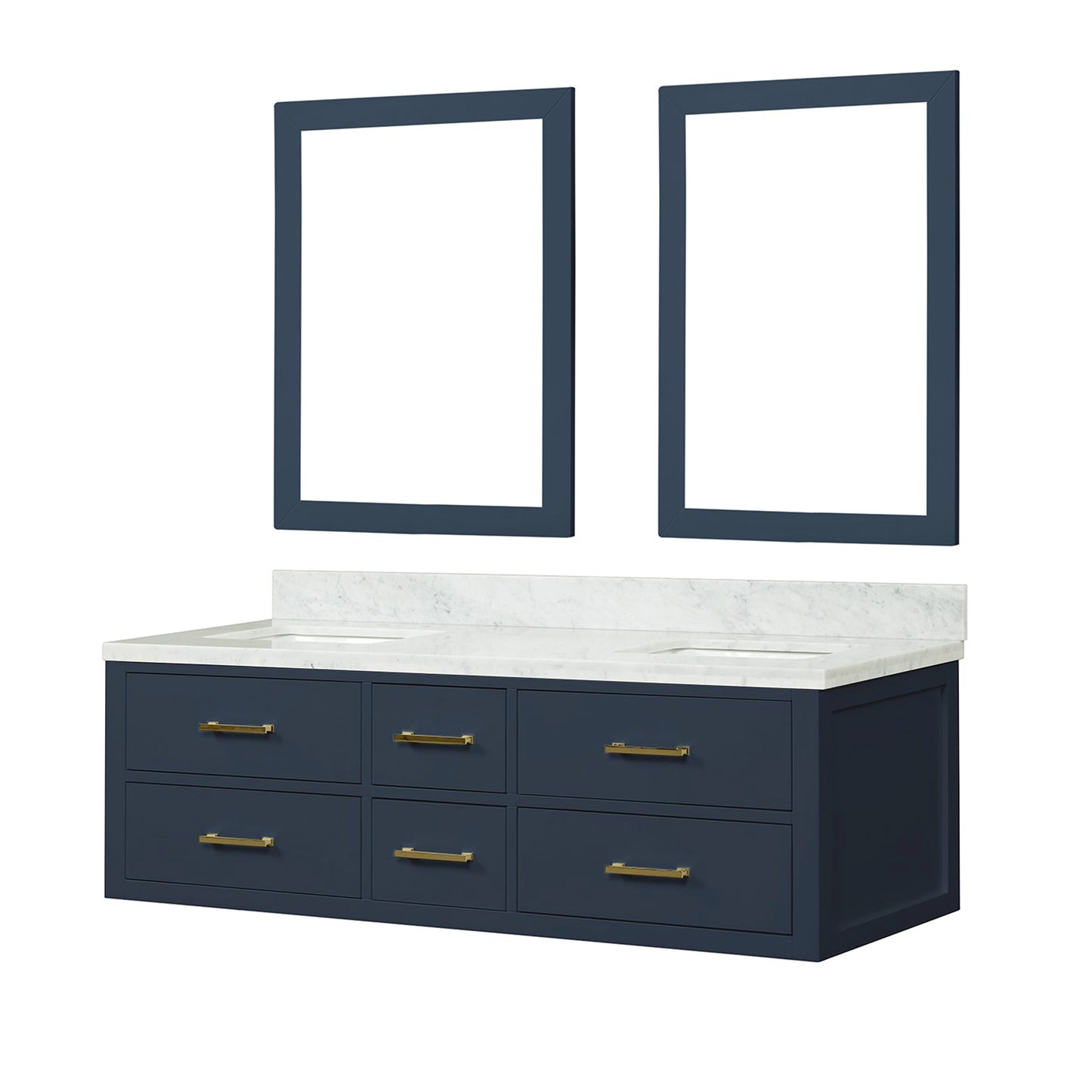 Castor 60 in W x 22 in D Blue Double Bath Vanity