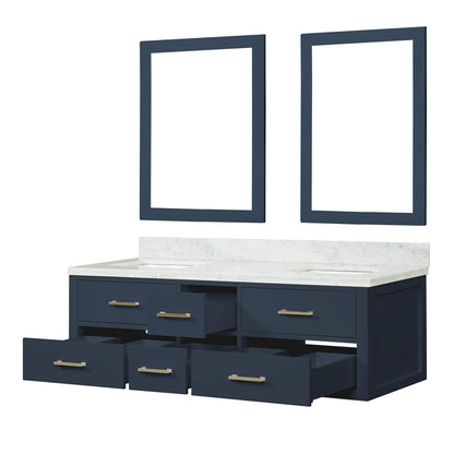 Castor 60 in W x 22 in D Blue Double Bath Vanity