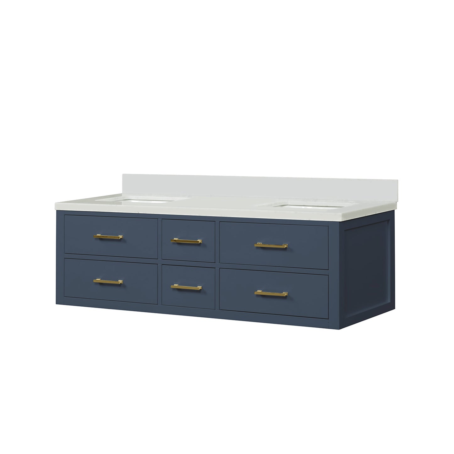 Castor 60 in W x 22 in D Blue Double Bath Vanity