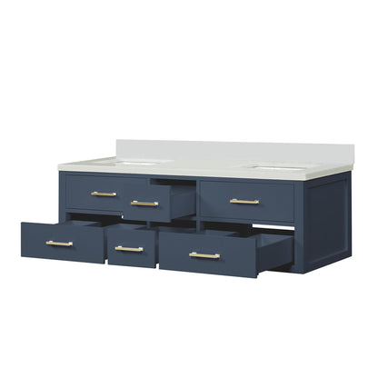 Castor 60 in W x 22 in D Blue Double Bath Vanity