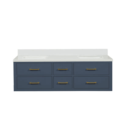 Castor 60 in W x 22 in D Blue Double Bath Vanity
