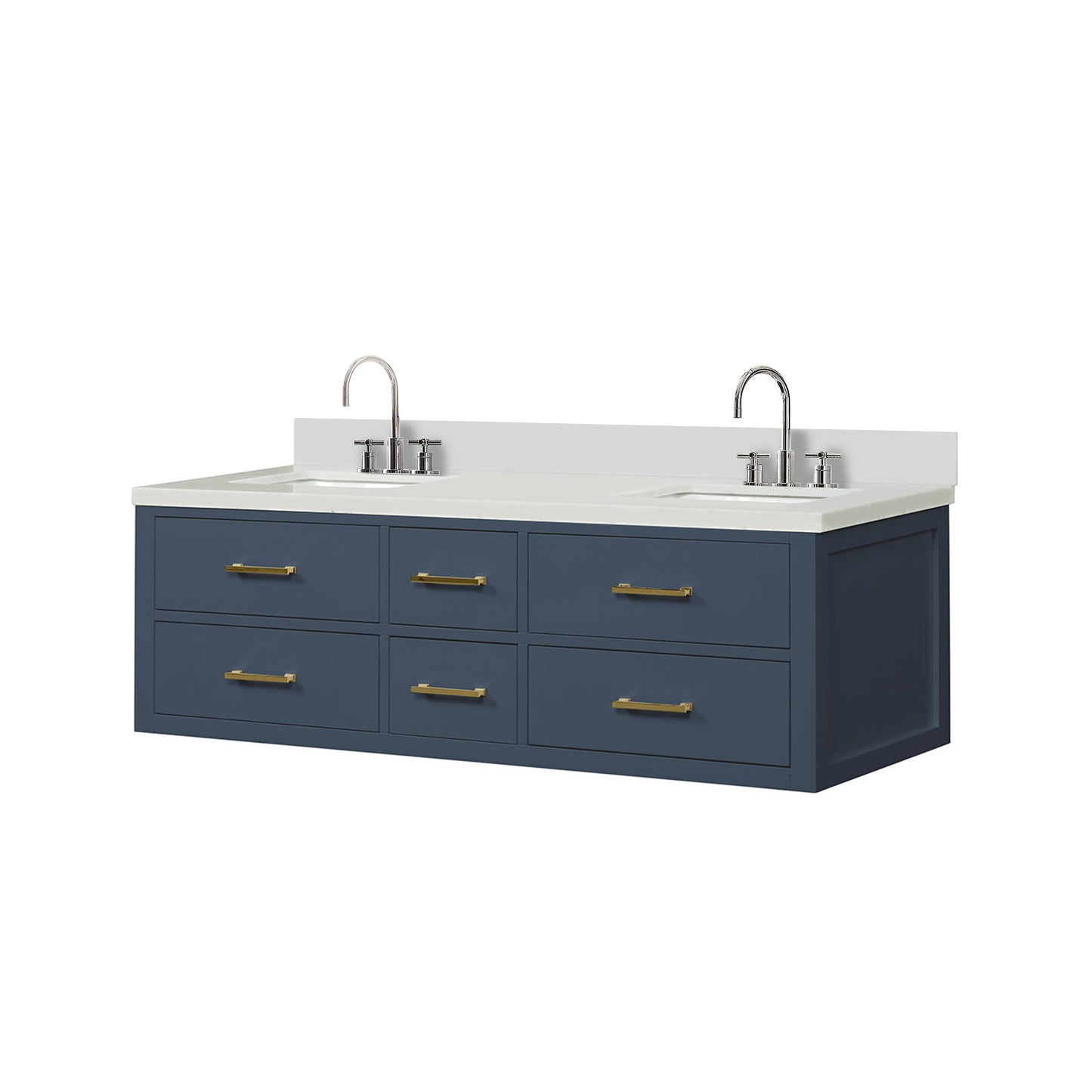 Castor 60 in W x 22 in D Blue Double Bath Vanity