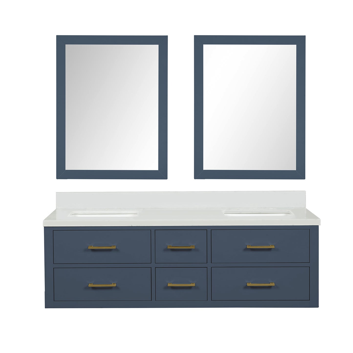 Castor 60 in W x 22 in D Blue Double Bath Vanity