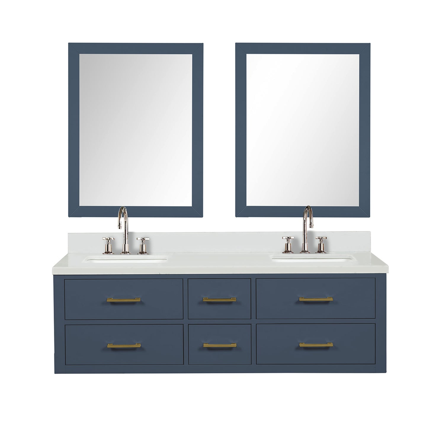 Castor 60 in W x 22 in D Blue Double Bath Vanity