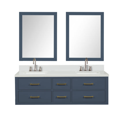 Castor 60 in W x 22 in D Blue Double Bath Vanity