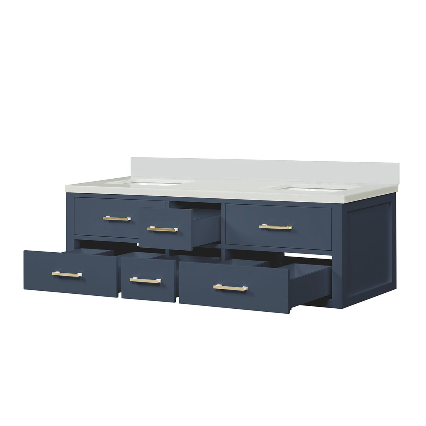 Castor 60 in W x 22 in D Blue Double Bath Vanity
