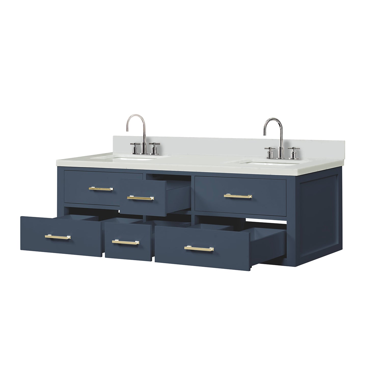 Castor 60 in W x 22 in D Blue Double Bath Vanity