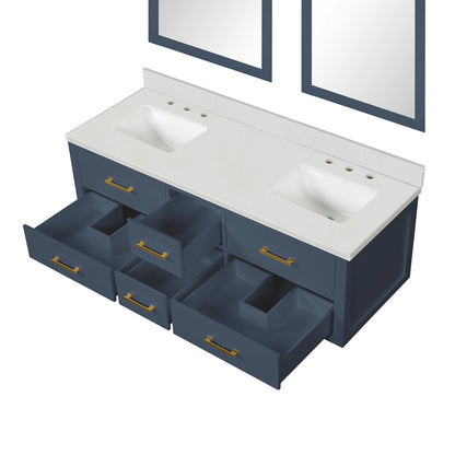 Castor 60 in W x 22 in D Blue Double Bath Vanity