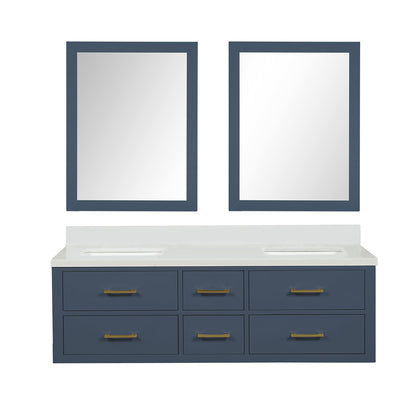 Castor 60 in W x 22 in D Blue Double Bath Vanity