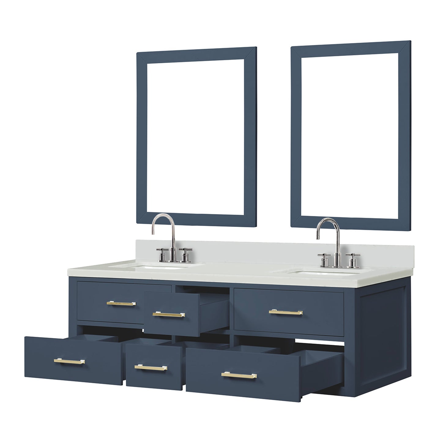 Castor 60 in W x 22 in D Blue Double Bath Vanity