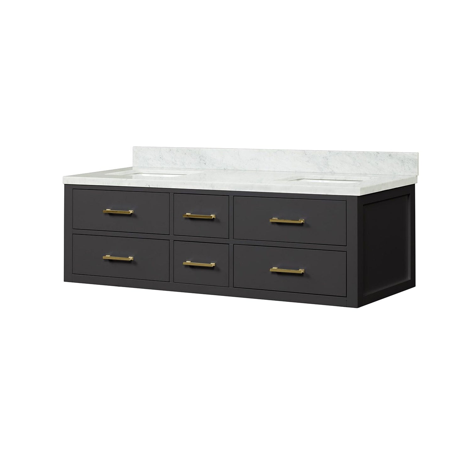 Castor 60 in W x 22 in D Black Double Bath Vanity