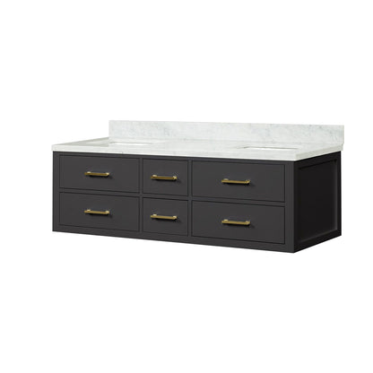 Castor 60 in W x 22 in D Black Double Bath Vanity