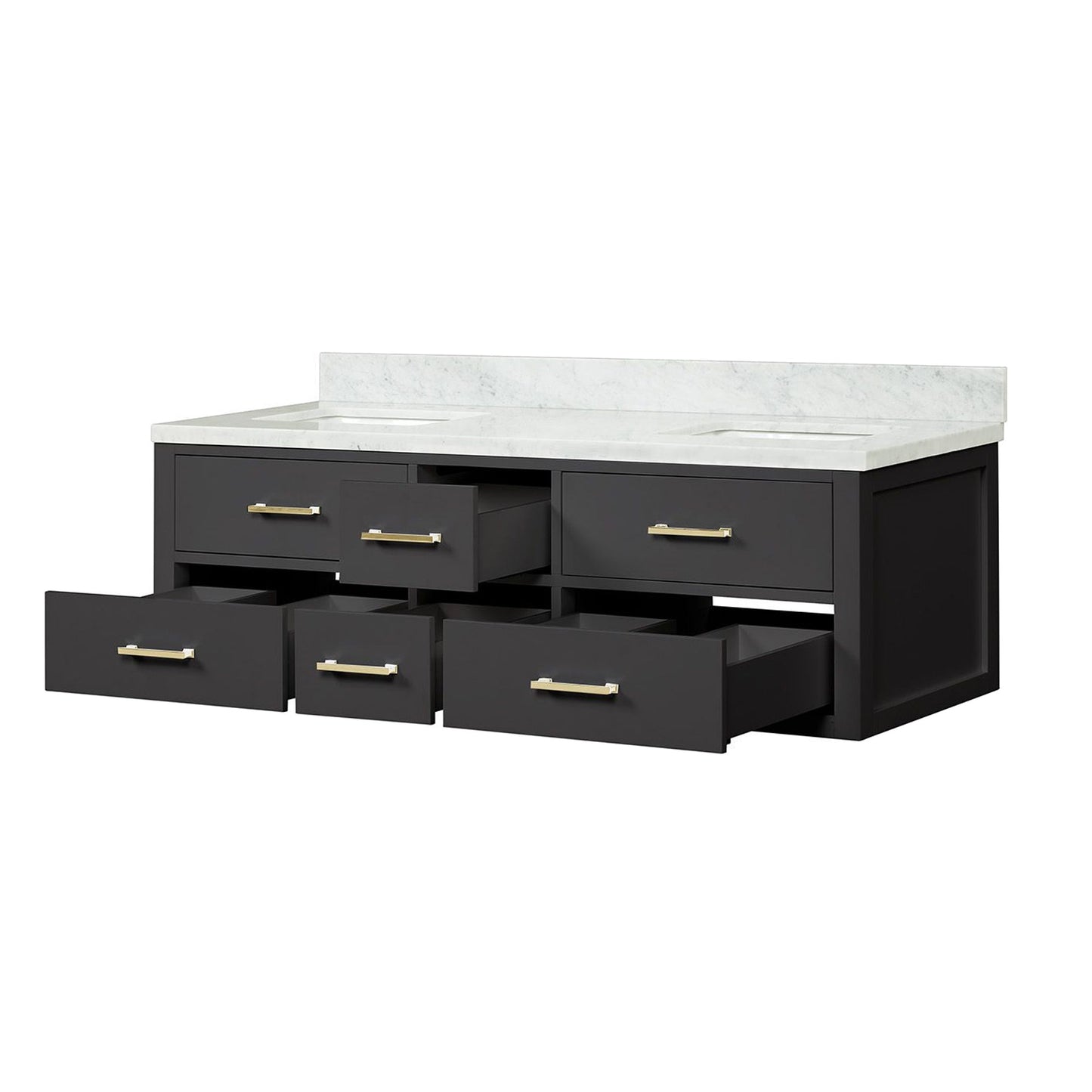 Castor 60 in W x 22 in D Black Double Bath Vanity