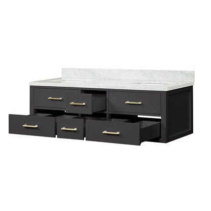 Castor 60 in W x 22 in D Black Double Bath Vanity