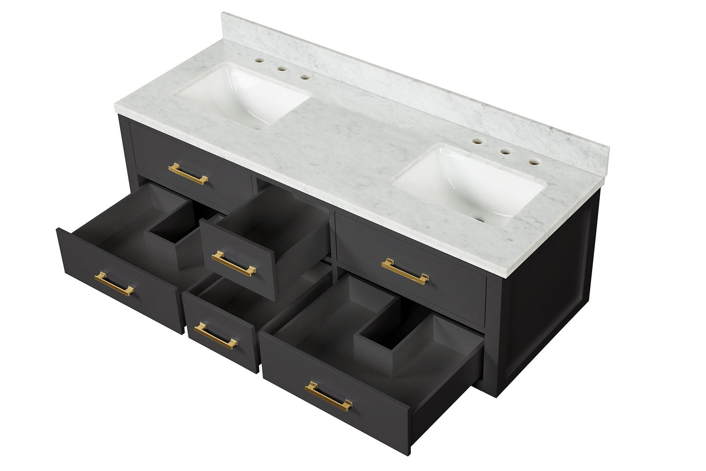 Castor 60 in W x 22 in D Black Double Bath Vanity