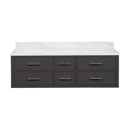 Castor 60 in W x 22 in D Black Double Bath Vanity