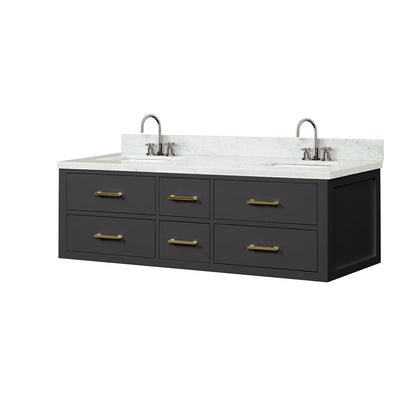 Castor 60 in W x 22 in D Black Double Bath Vanity