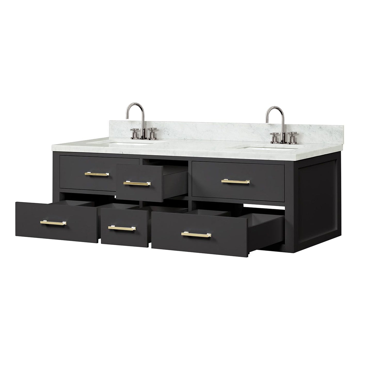 Castor 60 in W x 22 in D Black Double Bath Vanity