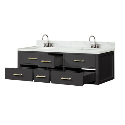 Castor 60 in W x 22 in D Black Double Bath Vanity