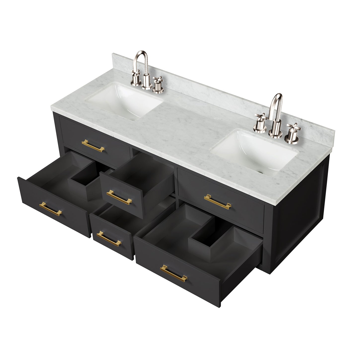 Castor 60 in W x 22 in D Black Double Bath Vanity