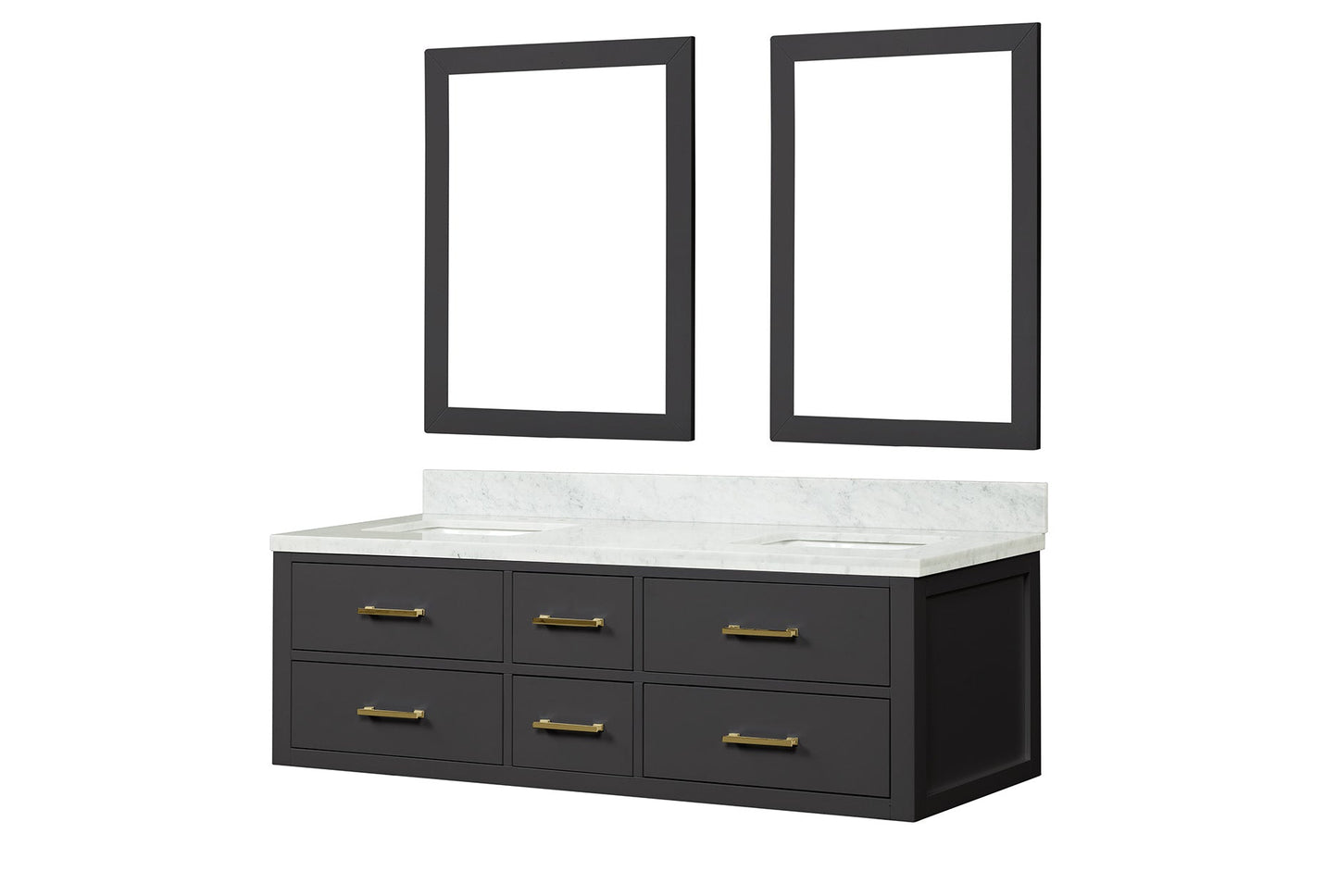 Castor 60 in W x 22 in D Black Double Bath Vanity