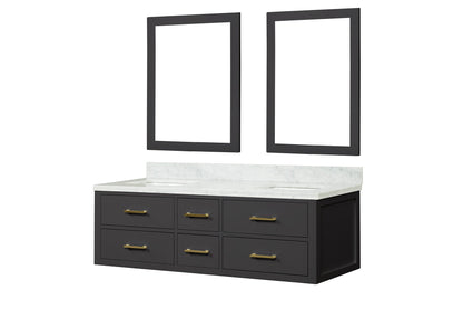 Castor 60 in W x 22 in D Black Double Bath Vanity