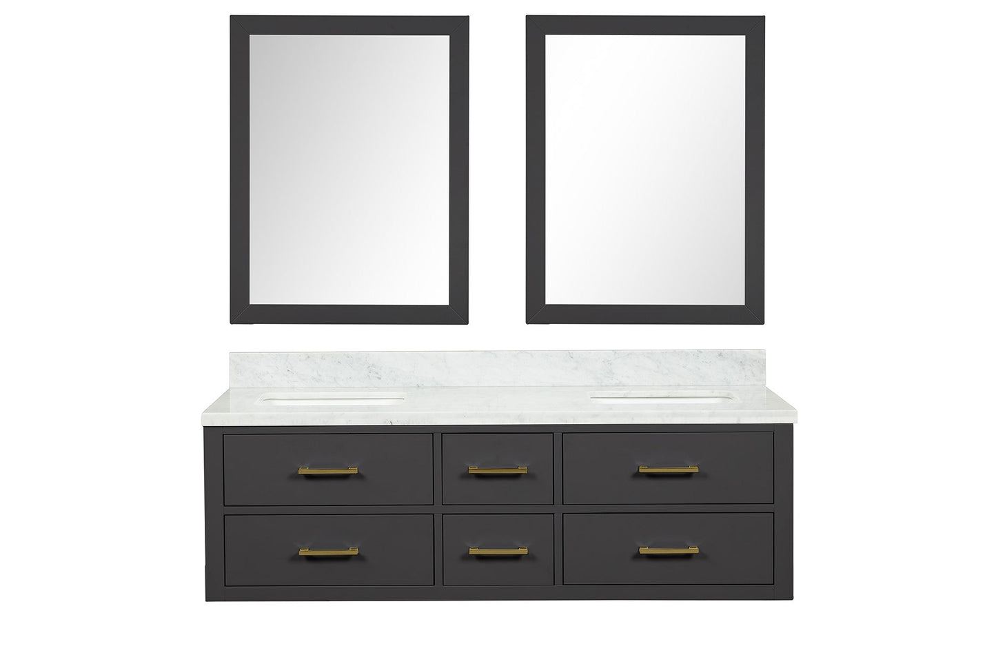 Castor 60 in W x 22 in D Black Double Bath Vanity