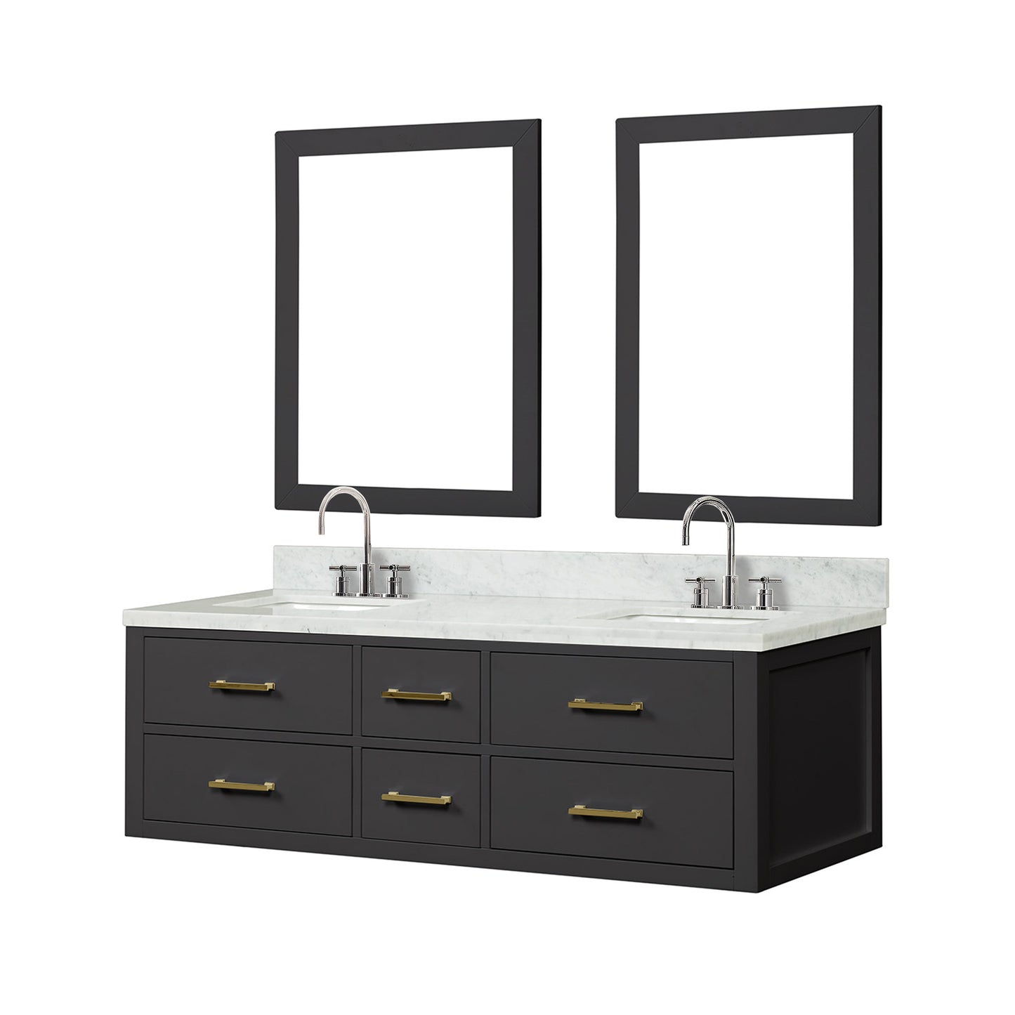 Castor 60 in W x 22 in D Black Double Bath Vanity