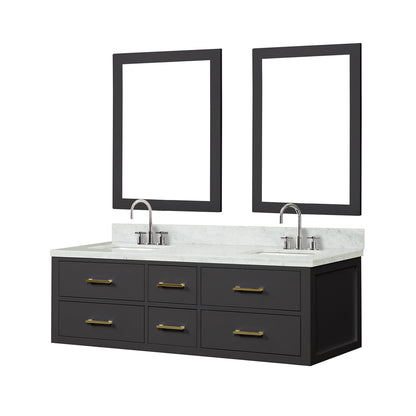 Castor 60 in W x 22 in D Black Double Bath Vanity