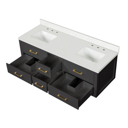 Castor 60 in W x 22 in D Black Double Bath Vanity