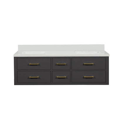 Castor 60 in W x 22 in D Black Double Bath Vanity