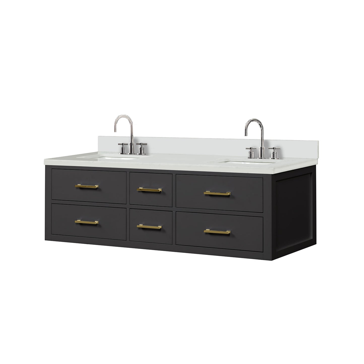 Castor 60 in W x 22 in D Black Double Bath Vanity