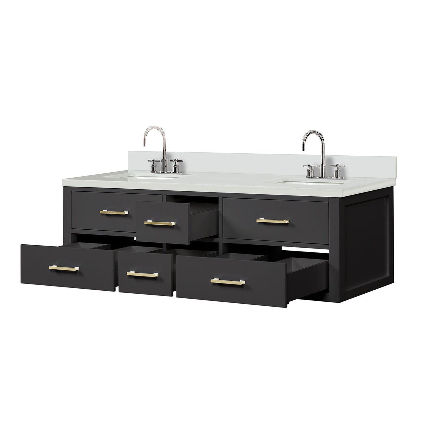 Castor 60 in W x 22 in D Black Double Bath Vanity