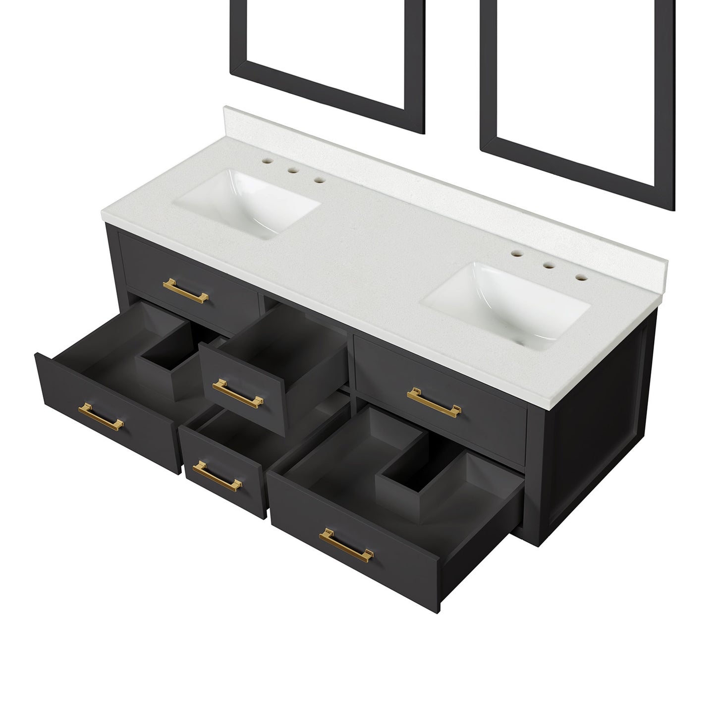 Castor 60 in W x 22 in D Black Double Bath Vanity