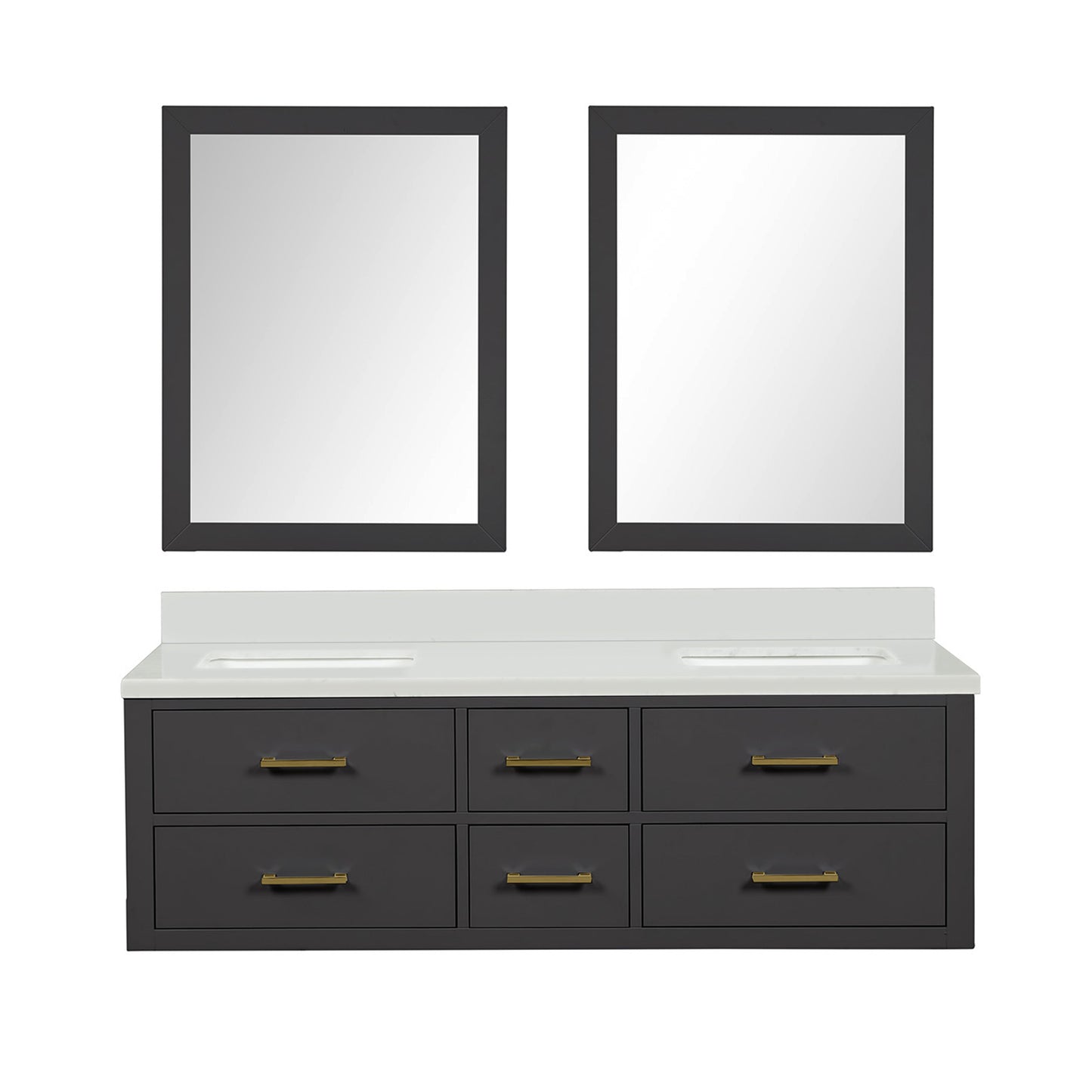 Castor 60 in W x 22 in D Black Double Bath Vanity