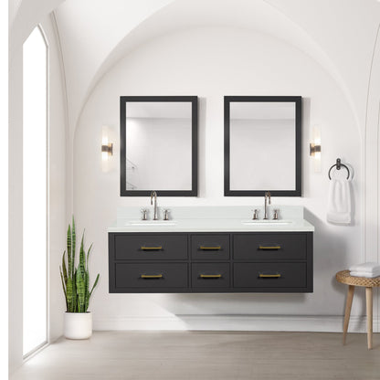Castor 60 in W x 22 in D Black Double Bath Vanity