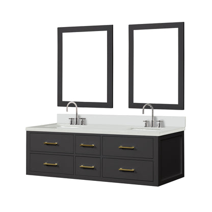 Castor 60 in W x 22 in D Black Double Bath Vanity
