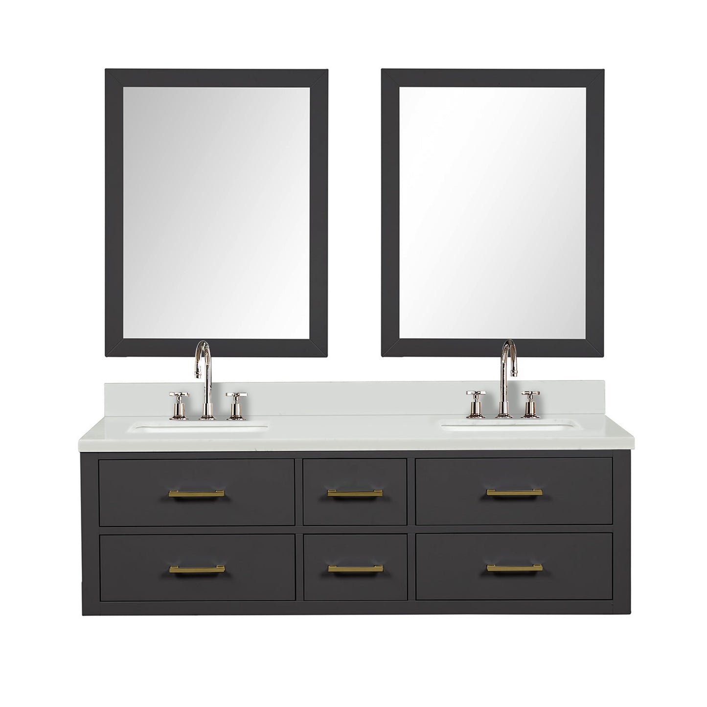Castor 60 in W x 22 in D Black Double Bath Vanity