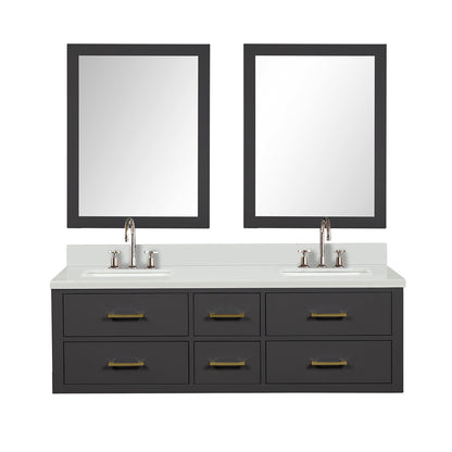 Castor 60 in W x 22 in D Black Double Bath Vanity