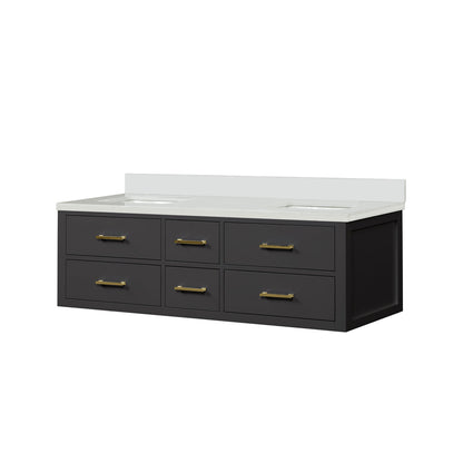 Castor 60 in W x 22 in D Black Double Bath Vanity
