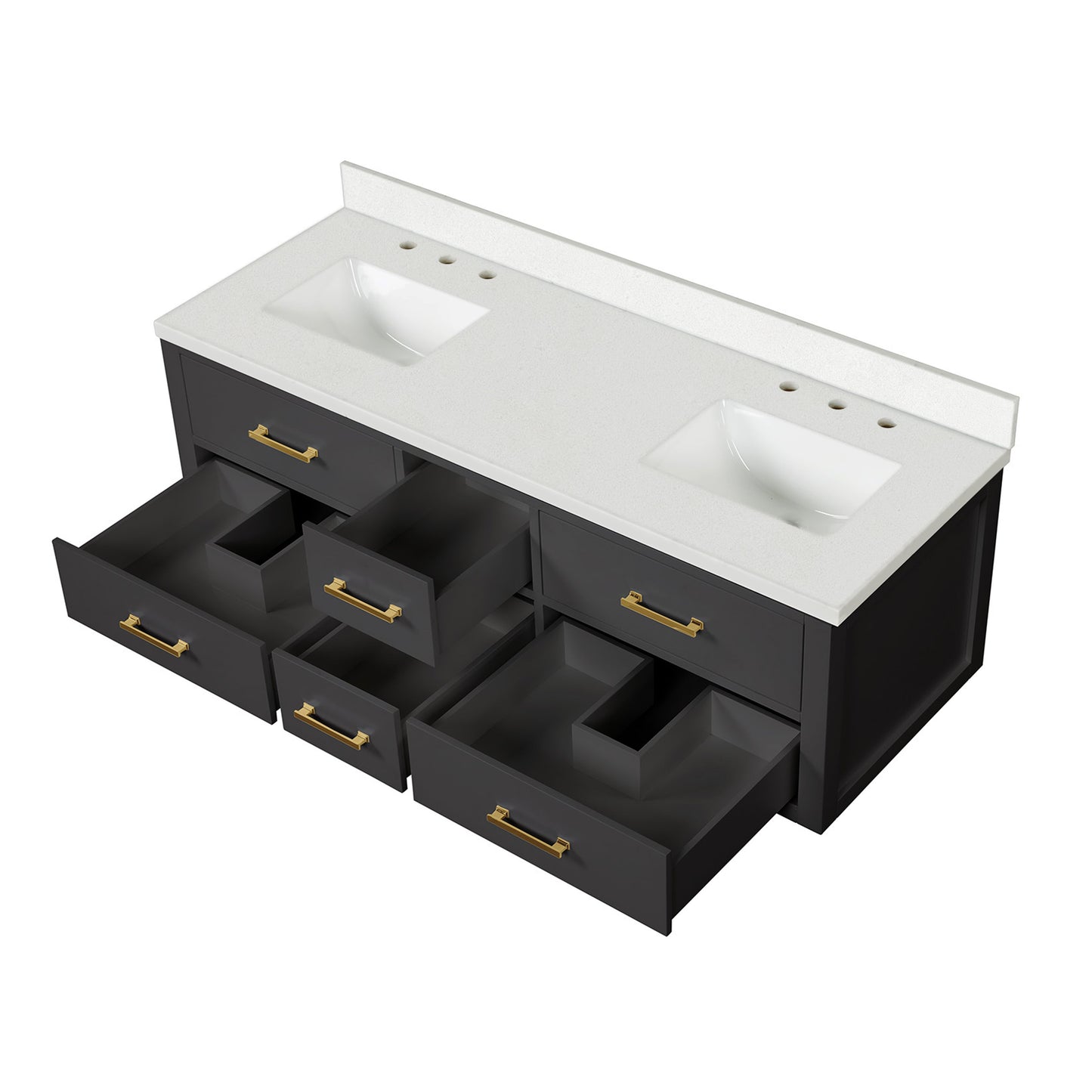 Castor 60 in W x 22 in D Black Double Bath Vanity