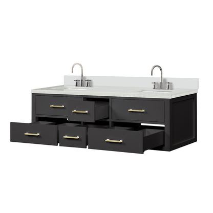 Castor 60 in W x 22 in D Black Double Bath Vanity