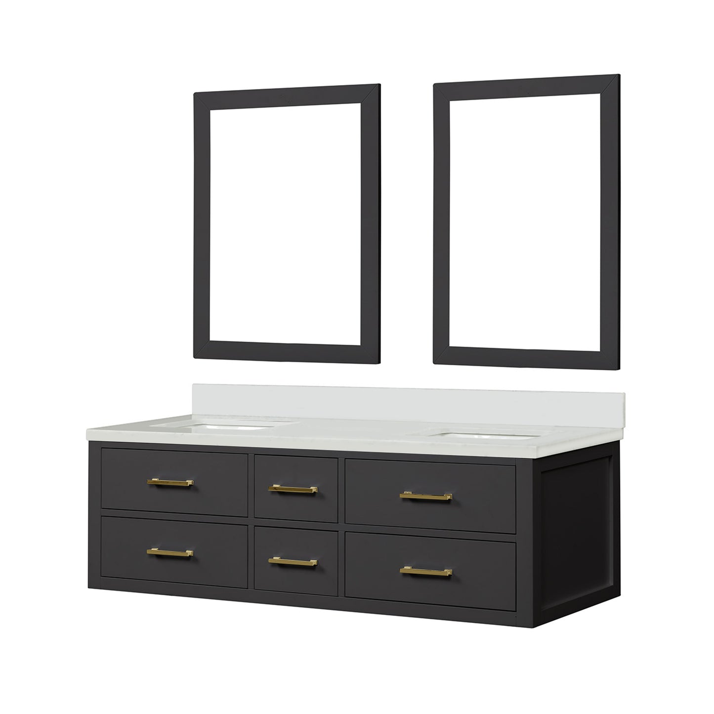 Castor 60 in W x 22 in D Black Double Bath Vanity