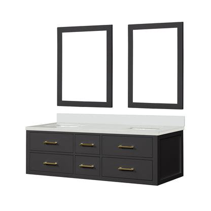 Castor 60 in W x 22 in D Black Double Bath Vanity