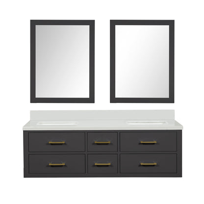 Castor 60 in W x 22 in D Black Double Bath Vanity
